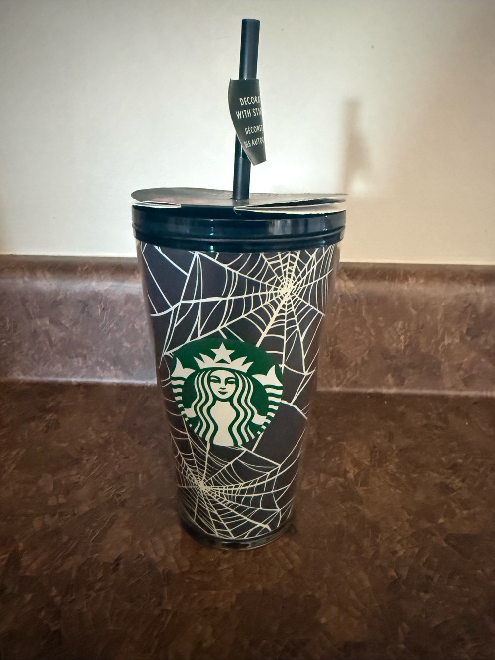 Starbucks Black Spiderweb Tumbler with Green Logo